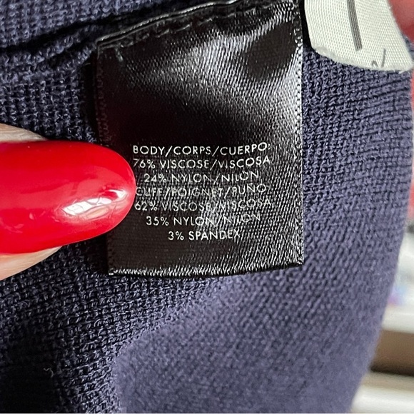 ANN TAYLOR | Navy Blue Bell Short Sleeve Stretchy Blouse Sz SP - Picture 8 of 8